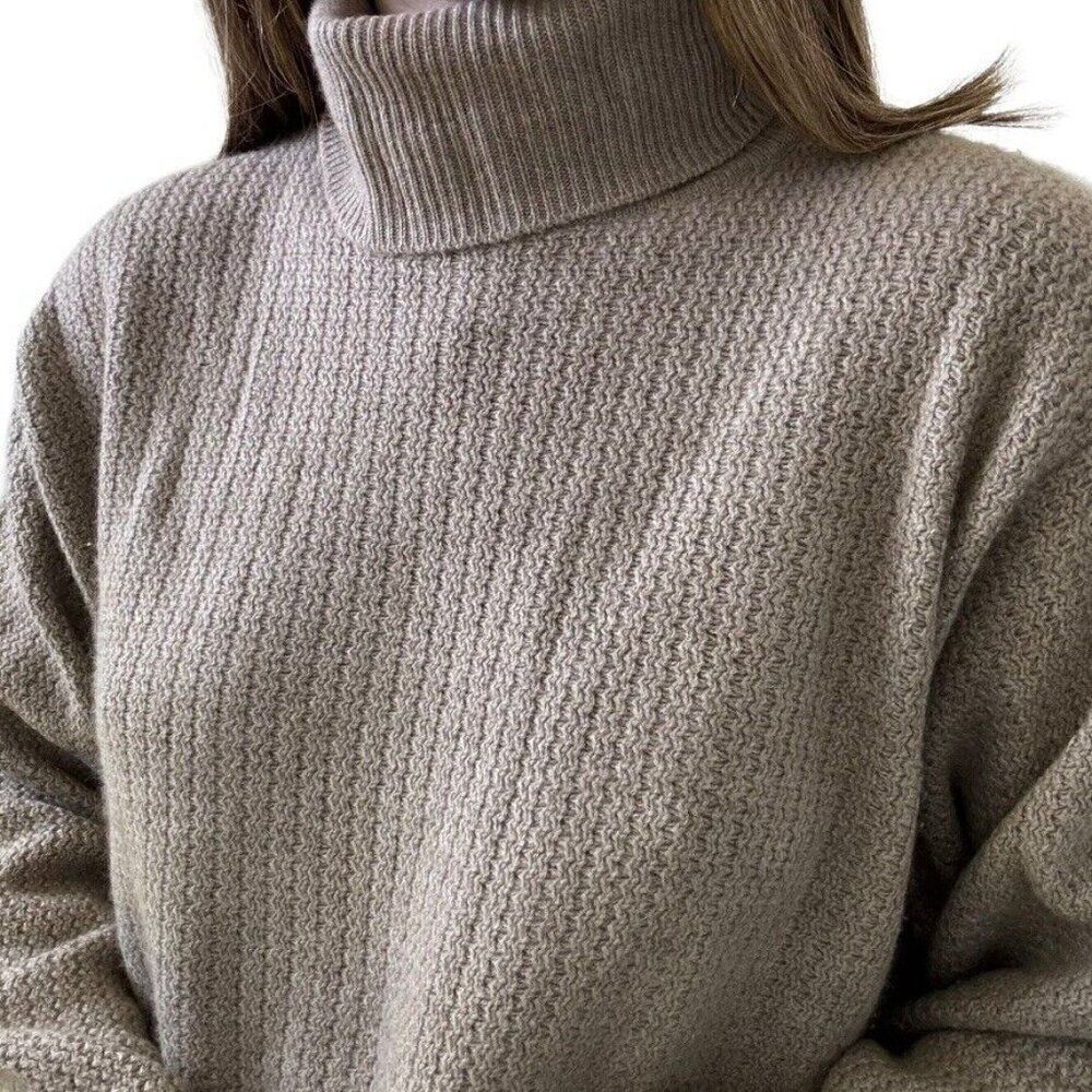 NWT Loro Piana Mens 100% Cashmere Tan Ribbed Turtleneck Luxury Sweater Sz L - Picture 7 of 11